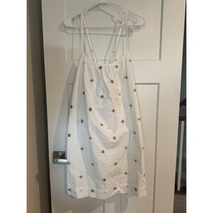 Print fresh White Organic Cotton Bee Embroidered sleep gown